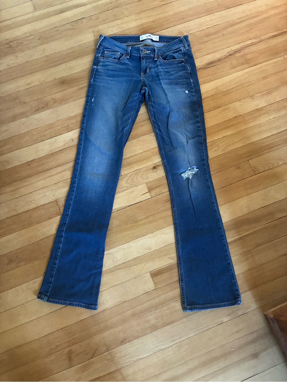 Hollister Blue Flared Distressed Jeans